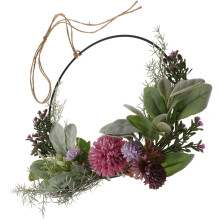 Guirlanda floral de metal para porta de entrada, 30 cm