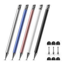 5-teiliger 2-in-1-Stylus-Stift für Touchscreens – Hohe Präzision, kompatibel mit iPhone, iPad, Android-Tablets und allen Touchscreens