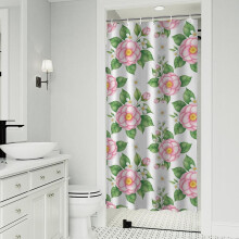 Douchegordijn met bloemenprint, 36x72 inch, met 12 haken.