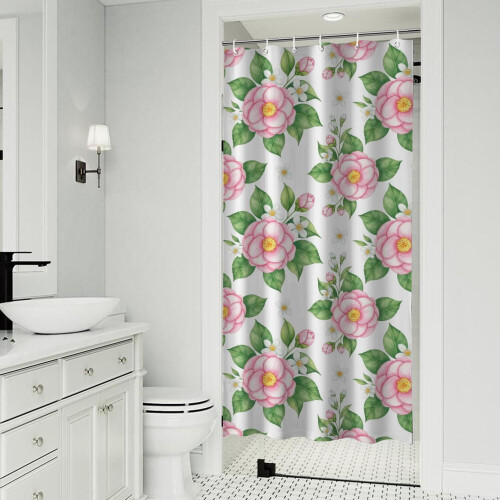 Cortina de chuveiro com estampa floral, 91 x 183 cm (36 x 72 polegadas), com 12 ganchos.