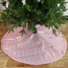 Jupe de sapin de Noël rose, jupe de sapin ronde de 89 cm (35 pouces) pour décoration de sapin de Noël.