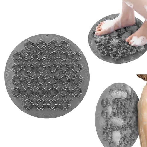 Escova de silicone para pés e costas com base antiderrapante.