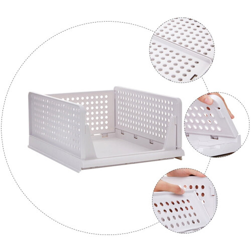 Witte stapelbare plastic kledinglade, 43x32x18cm