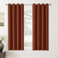 Rideaux occultants 100 % couleur terre cuite, 132 x 160 cm, 2 panneaux, œillets, isolation thermique et acoustique, compatibles avec les tringles