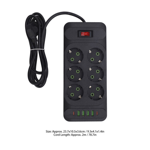 F33U 2500W multiprise, 23,7  10,5  3,6 cm, Noir 1