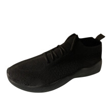 Keusn dames sneakers van effen mesh, ademend, met vetersluiting, lage schacht, instapschoenen voor wandelen/hardlopen/tennis, zwart, maat 9,5–10