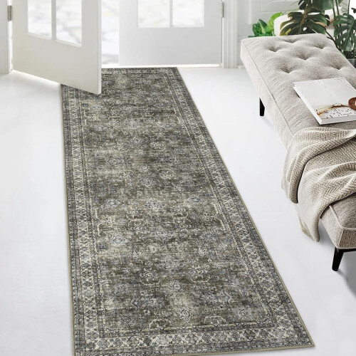 Πλενόμενο χαλί vintage floral runner 2ft x 6ft