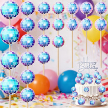 Toppers de cupcake com bola de discoteca rosa (24 unidades)