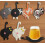 Gestrickte Getränkeuntersetzer mit Katzenmotiv (6er-Pack) 1