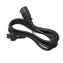 Câble d'alimentation IEC320 C14 vers C5 de 1,75 m, 10A, 2500W, mâle vers femelle, noir