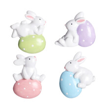 Ensemble de 4 aimants pour réfrigérateur en résine représentant des œufs de Pâques en forme de lapin