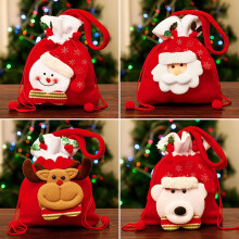 Sacs cadeaux de Noël Père Noël, sac en flanelle de Noël pour emballer pommes et bonbons, sac en flanelle à cordon pour emballer les cadeaux de