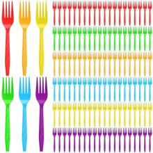 Furculițe de plastic de unică folosință, colorate, cu 120 de bucăți
