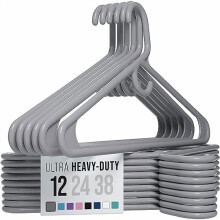Cintres en plastique ultra-résistants - Gris - Cintres durables pour manteaux, costumes et vêtements. Perchas De Ropa (Lot de 12 - Gris)