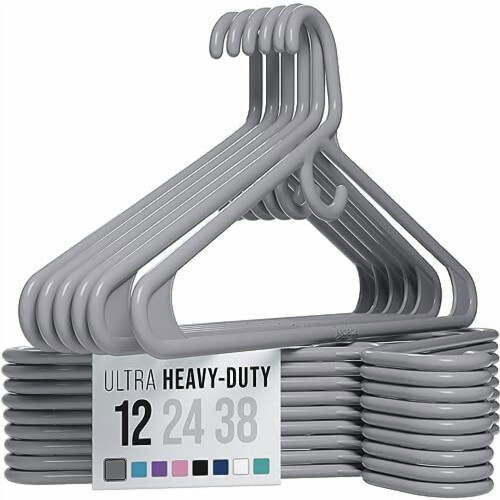 Cintres en plastique résistant, gris, lot de 12
