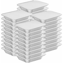 Verpakking van 20 wegwerp aluminiumfoliebakjes van 24 x 18 cm met deksels, 1,8 kg, voor koken, bakken, catering, maaltijdvoorbereiding,