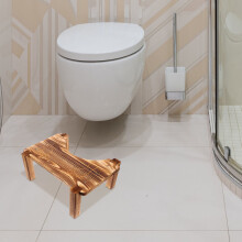 Tabouret de toilette en bois marron clair, 1 pièce, rectangulaire et portable