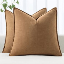 Lot de 20 housses de coussin en lin style bohème champêtre, marron, 50 x 50 cm
