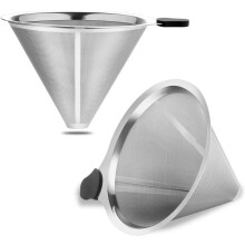 Filtre à café à infusion lente en acier inoxydable, cône réutilisable