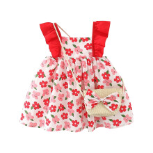Jurkjes voor peutermeisjes, zomerkleding voor babymeisjes, mouwloze zomerjurk met print en tasje, geschikt voor meisjes van 6 maanden tot 3 jaar,