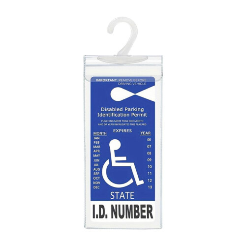 Handicap Placard Holder Disabled Parking Permit Protector Mirror Tag Sleeve-NEW E9I3