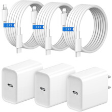 Cargador rápido para iPhone, cargador de pared USB-C de 20 W con cable de 1,8 m.
