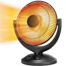 Calefactor parabólico oscilante con termostato y temporizador, calefactor radiante tipo plato con protección antivuelco y contra sobrecalentamiento