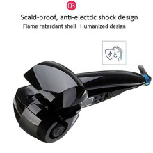 Auto Rotating Ceramic Hair Curler with Steam, LCD Display, Time/Temp/Direction Settings, Universal Voltage – Compatible with All Hair Types