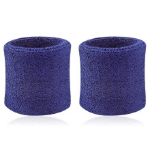 muñequeras deportivas de color liso, de algodón absorbente, transpirables y de secado rápido para tenis (azul).