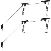 Bike Hanger - Overhead Hoist Pulley System with 100lb Capacity for Bicycles or Ladders Secure Garage Ceiling Storage by