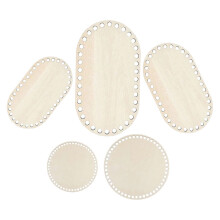 Worgeous5Pcs Houten Mandbodem Rond Ovaal Houten Basis Vormgever Blanco Haakbasis voor DIY Breien Mandenvlechten Benodigdheden Woondecoratie Tassen