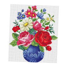 DIY-Handstickset mit Blumenvase-Motiv – Heimdekoration (43 x 38 cm)