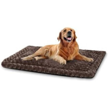 Wasbare, omkeerbare hondenmat, zachte, pluizige benchmat voor grote/jumbo/middelgrote/kleine honden – 104 x 69 cm, bruin