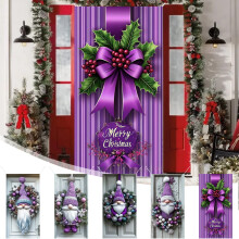 Décorations de porte de Noël, bannière pour porte d'entrée intérieure et extérieure, articles de fête champêtres