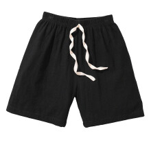 Leinenshorts für Kinder, einfarbig, elastischer Bund mit Kordelzug, Freizeit-/Lauf-/Strandshorts, weicher Schritt für Kleinkinder, Schwarz, 8–10