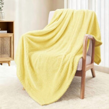 Extra Large Fleece Throw Blanket, Super Soft & Warm, Waffle Textured, Cozy Fuzzy Lightweight (Light Yellow, 50x70")