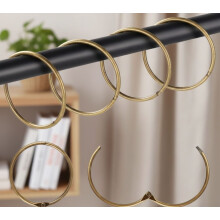 Crochets de rideau de douche en métal bronze, lot de 30