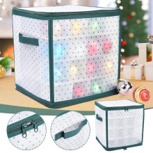 Boîte de rangement pour décorations de Noël avec 4 plateaux, pouvant contenir 64 boules, double fermeture éclair et poignée renforcée,