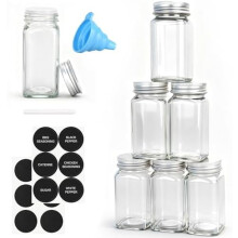 Conjunto de 12 potes de vidro quadrados de 118 ml (4 oz) para especiarias com tampa dosadora.