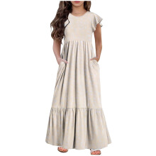 Mikilon Mädchen Freizeitkleid mit Karomuster, Maxikleid, Kurzarm, Größe 6-12