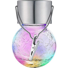 Hangende buitenverlichting op zonne-energie, waterdichte bolvormige lampen met craquelé-effect en handvat voor in de tuin, op het terras of in de