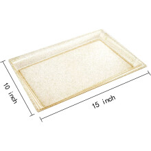 Zlatý třpytivý plastový servírovací podnos 15x10cm, balení po 6 kusech