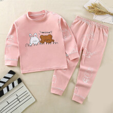 Up to 50% off Kids Pajamas – Long Sleeve 2-Piece Set for 3-6M, Rabbit/Bear Print, Solid Colors, Winter Home Wear, compatible with toddlers