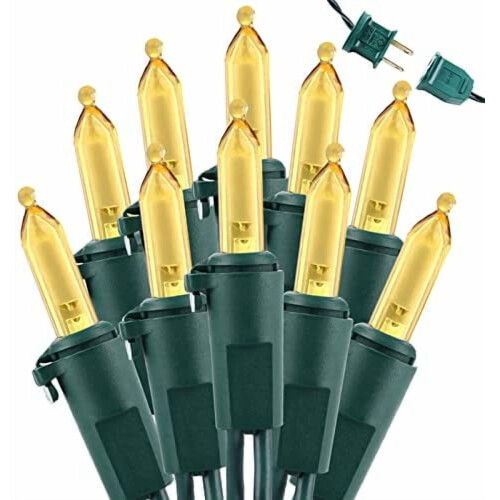 Mini luzes de Natal de 10 metros com 100 LEDs brancos quentes e certificação UL.