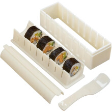Sushi Making Kit with Molds, Roller, Spreader & Cutter for DIY Sushi & Onigiri – Round Type