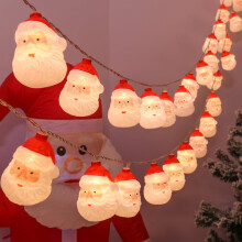 Luzes de Natal com Cabeça de Papai Noel, Cordão de Luzes de Papai Noel de 5 metros (16,4 pés), Alimentadas por Bateria, para Decoração de Festas