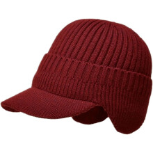 Heren wintermuts met klep en oorklappen, gebreide baseballpet met klep, skimuts, warme fleecegevoerde jachtmuts