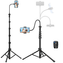 70" telefonstativ med fjernkontroll og holder, bærbart stativ for videoopptak, kompatibel med iPhone 14/13Pro Max/Android/kamera