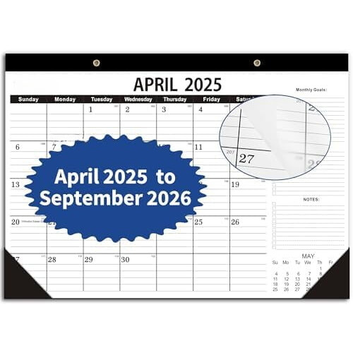18μηνο Ημερολόγιο Γραφείου 2025–2026 (Απρ 2025–Σεπ 2026) με Λίστα Εκκρεμοτήτων, Χοντρό