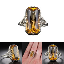 Udsalg under $5Udsalg925 Sterling Sølv Baguette Smaragdslebet Citron Forlovelsesring Størrelse 10
